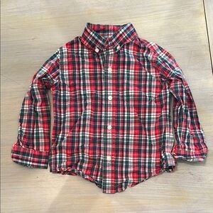 Janie and Jack Red and Green Button Down Shirt